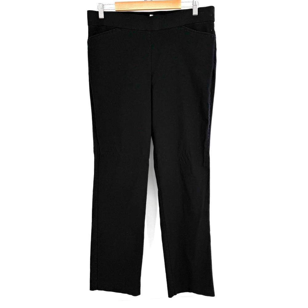 Coral Bay Womens Black Pull On Straight Leg Stretch Pants Sz 14 Workwear Slacks